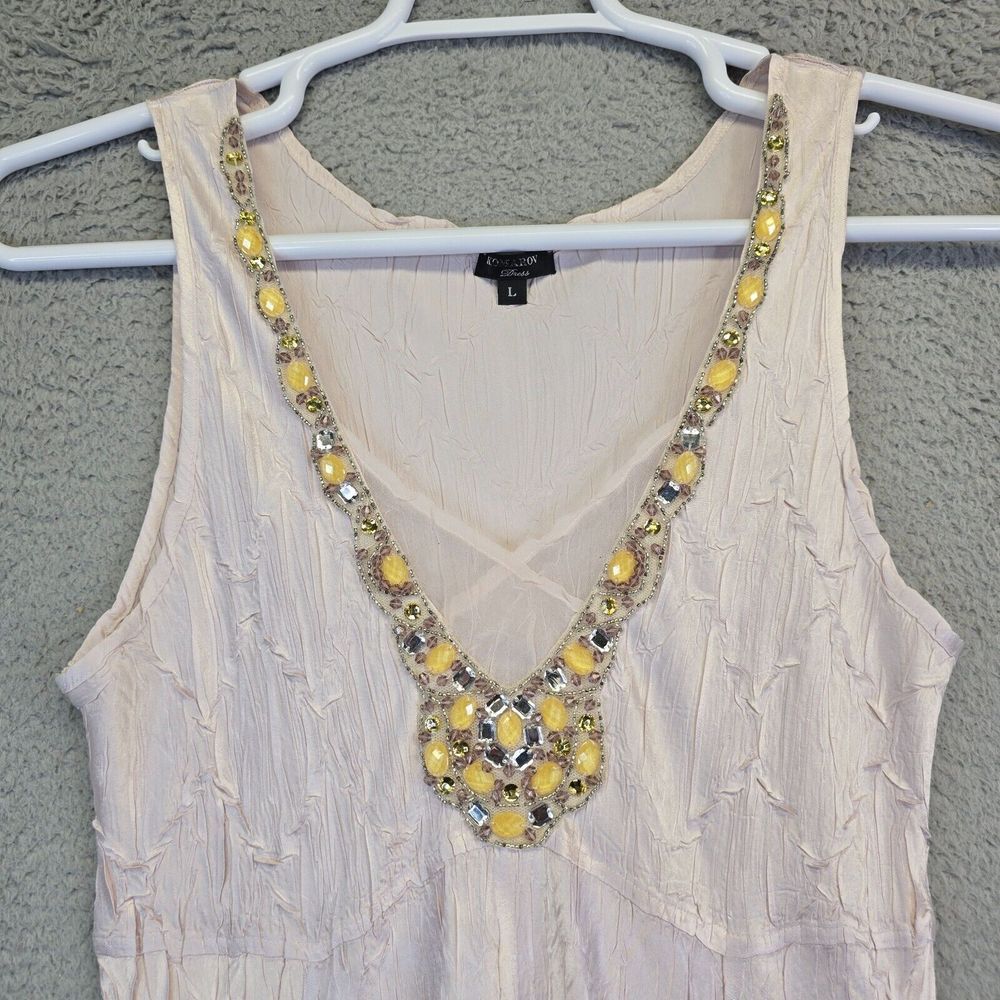 Vintage Komarov Maxi Dress‎ Womens L Jeweled Neckline Charmeuse Asymmetric Flowy - Picture 4 of 16